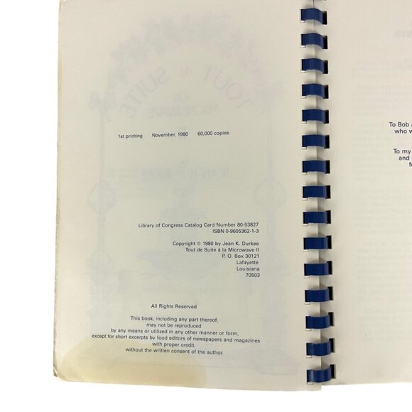 Tout De Suite À La Microwave II Cookbook By Jean K Durkee Spiral Bound - Picture 5 of 14